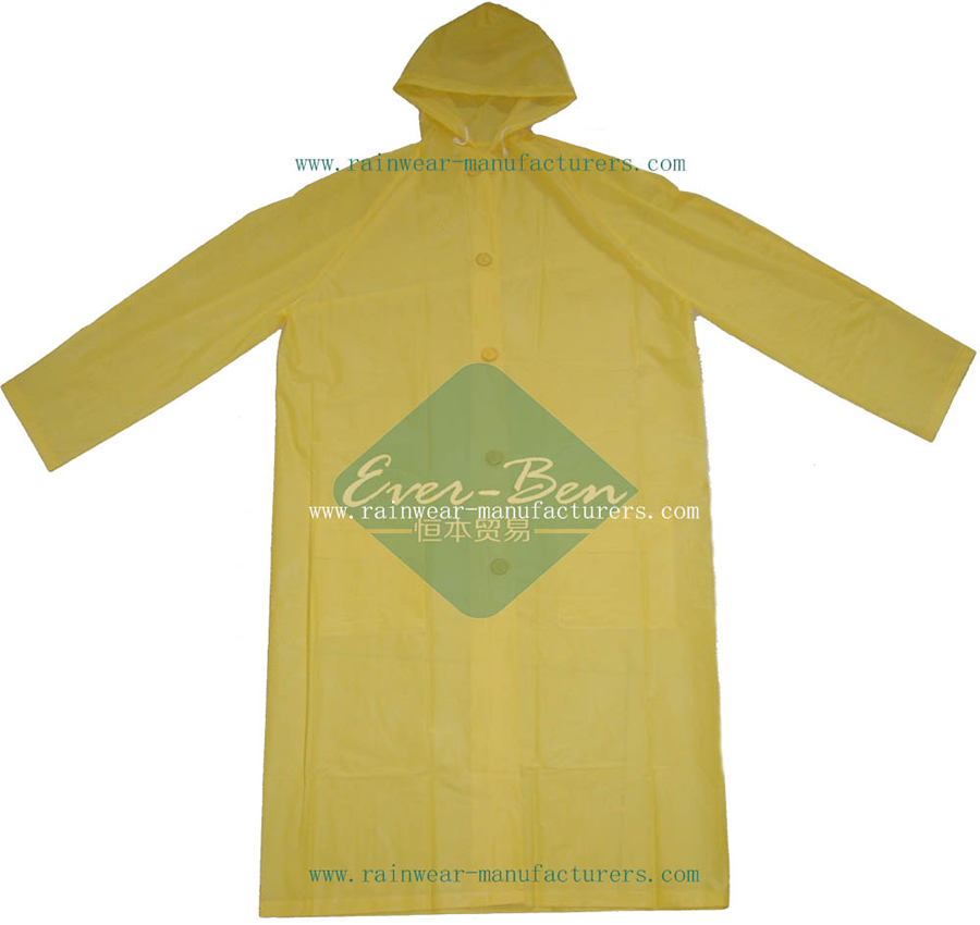 Yellow PVC Raincoat with Hood-Yellow Rain Slicker-Full Rain Suit